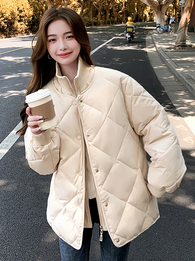 Women White Duck Down Coat 2023 Winter New Fashion Female Scarf OverSize Jackets Round Neck Loose Thicken Parkas Warm Outwear