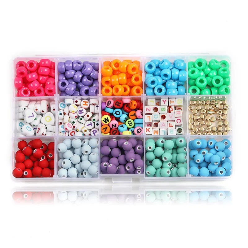 

15 Grids Soft Clay Beads Set Letter Heart Beads for DIY Jewelry Making Big Hole Bead Handmade Bracelet Necklace Accessories New