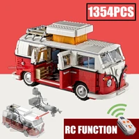 new technical 1354pcs motorized rc motor power t1 car camper 10220 21001 building block brick toy gift kid christmas