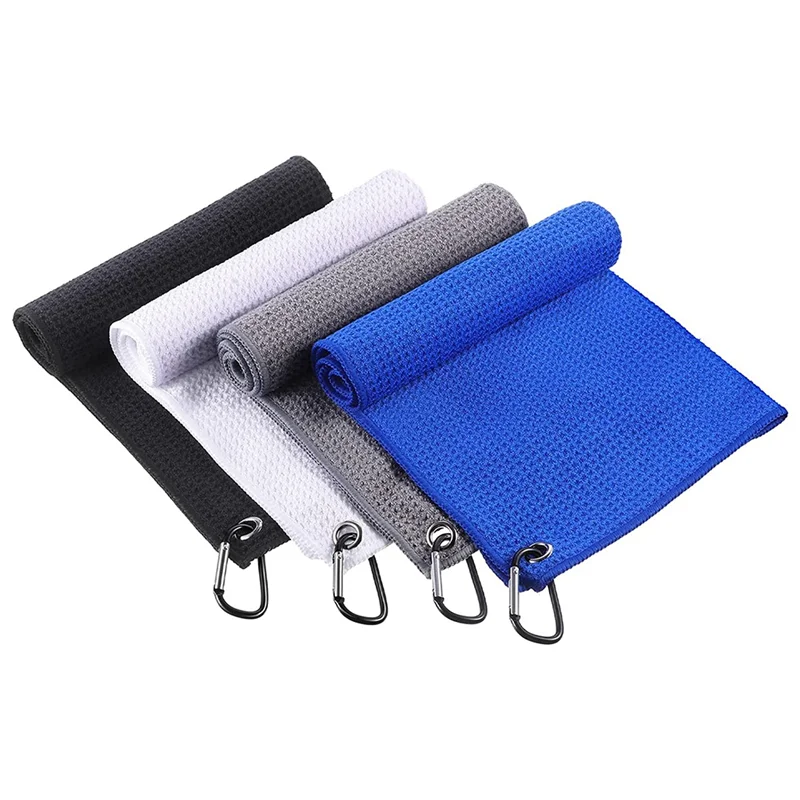 4Pcs Microfiber Fabric Golf Bag Towel with Clip Pattern Golf Accessories for Men Women Golf Ball