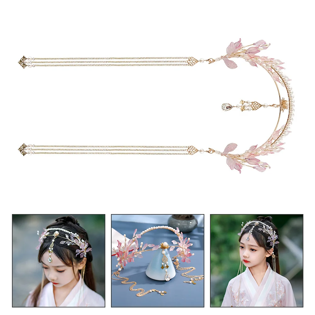 

Chinese Hair Headdress Wedding Hanfu Headwear Traditional Headpiece Sticks Headband Tiara Style Accessories Long Brides Bridal