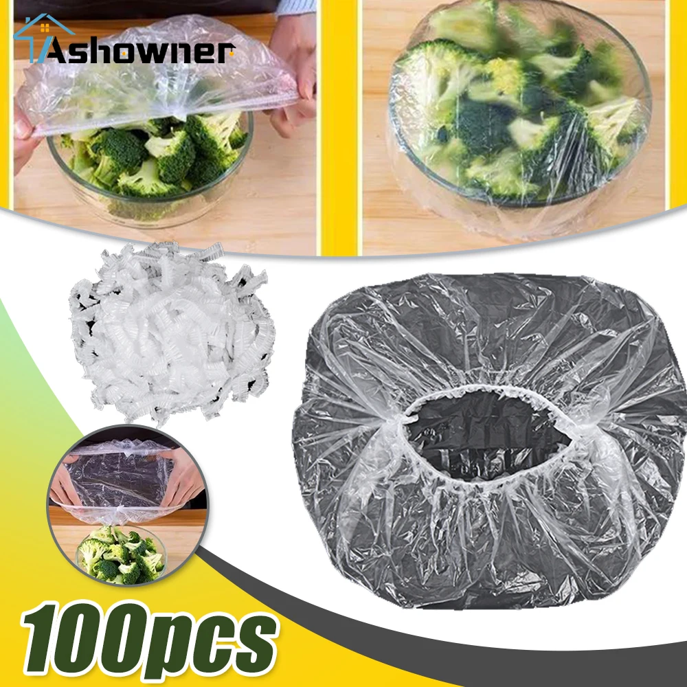 

Food Grade Preservative Film Food Storage Covers Disposable Plastic Wrap Reusable Kitchen Disposable Food Protective Film 100PCS