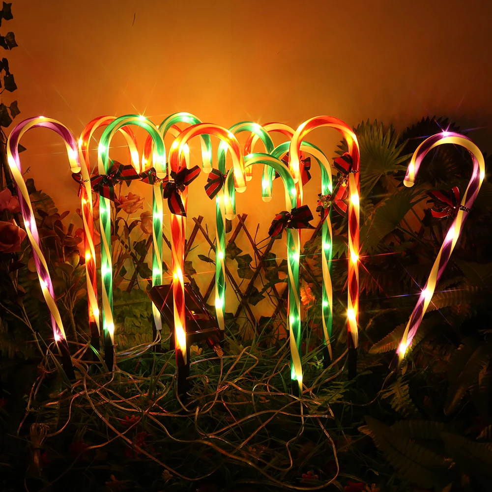 

Solar Christmas Candy Cane Light 1200mAh Star Cane Ornament USB Charging Star Decor Stake Remote Control 8 Modes Christmas Decor