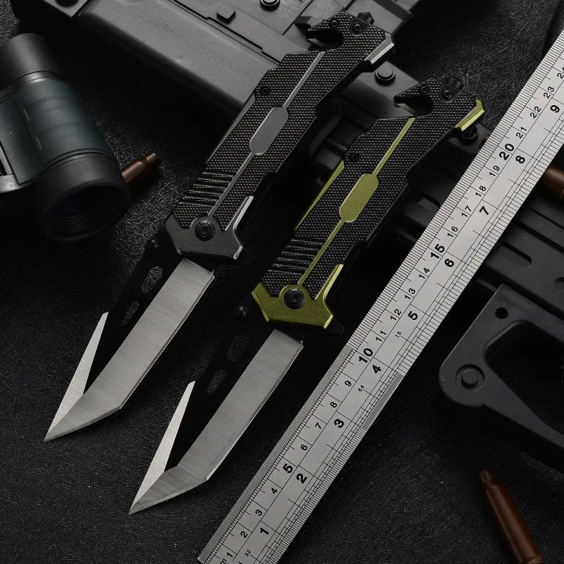 

Hot Sale Camping Folding Knife Tactical Outdoor Multifunctional Survival Hunting Hiking Self Defense Mini Knife with Rope Cutter