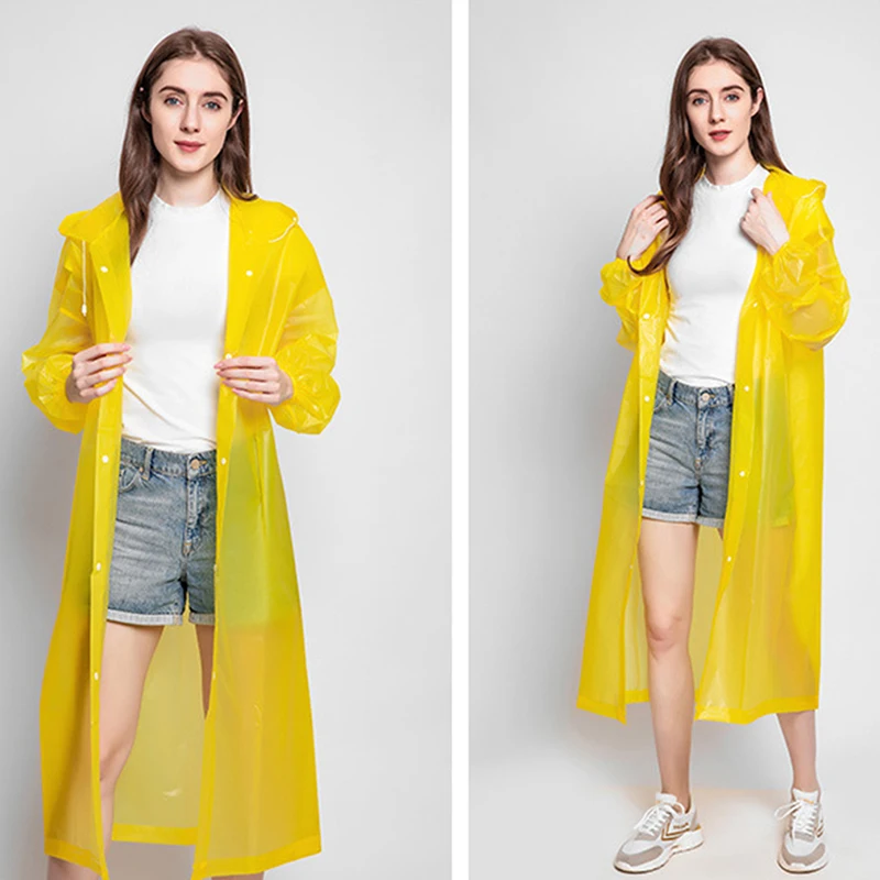 

Fashion PEVA Women Man Raincoat Thickened Waterproof Rain Poncho Coat Adult Clear Transparent Camping Hoodie Rainwear Suit
