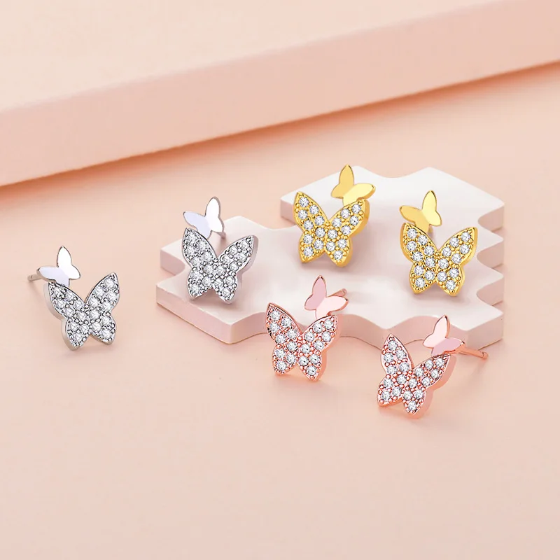 

New 2022 Handmade Designer Earrings Butterfly Stud Zircon Earrings