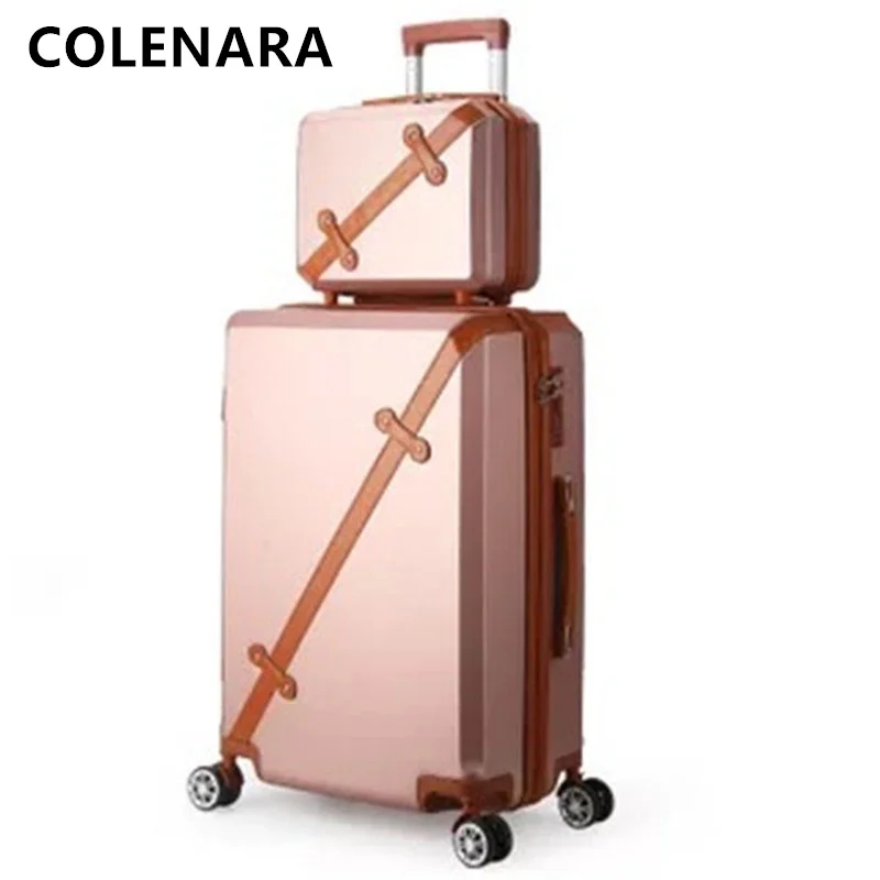 COLENARA 20/22/24/26Inch High-quality Suitcase Men's Fashion Universal Wheel Trolley Case Girls Handbag Set Rolling Luggage
