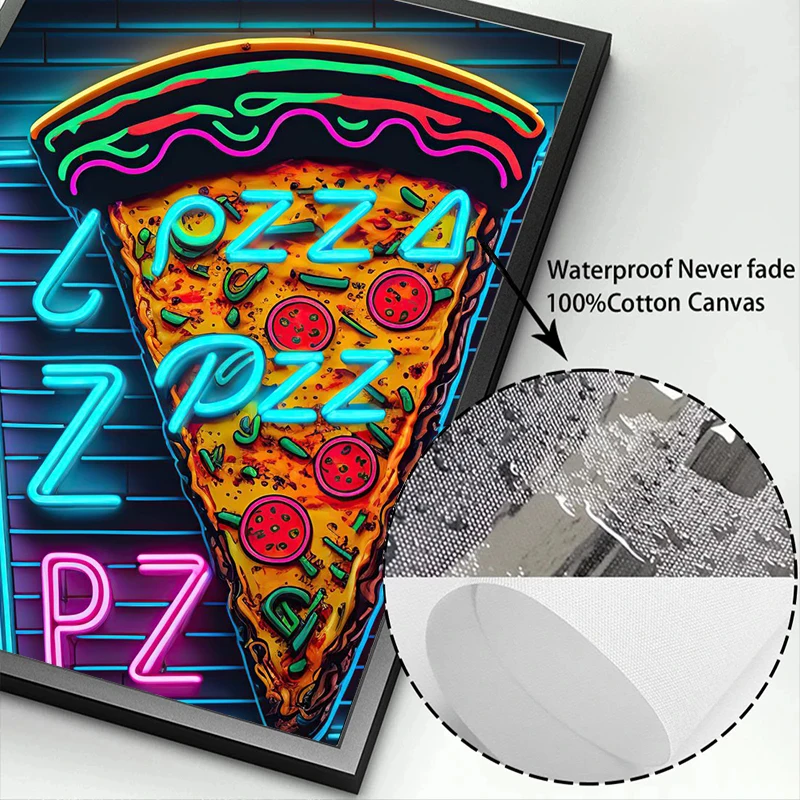Панк Еда Напиток Плакат Неоновая Пицца Фрукты Бургер Холст Картина Печать