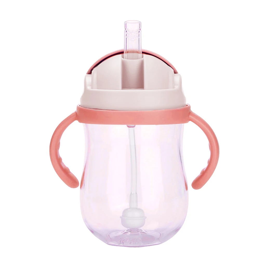 

300 Ml Wide Mouth Silicone Babies Leakproof Training With Handles Feeding Bottle Suction Straw Drinking Milk Water Cups