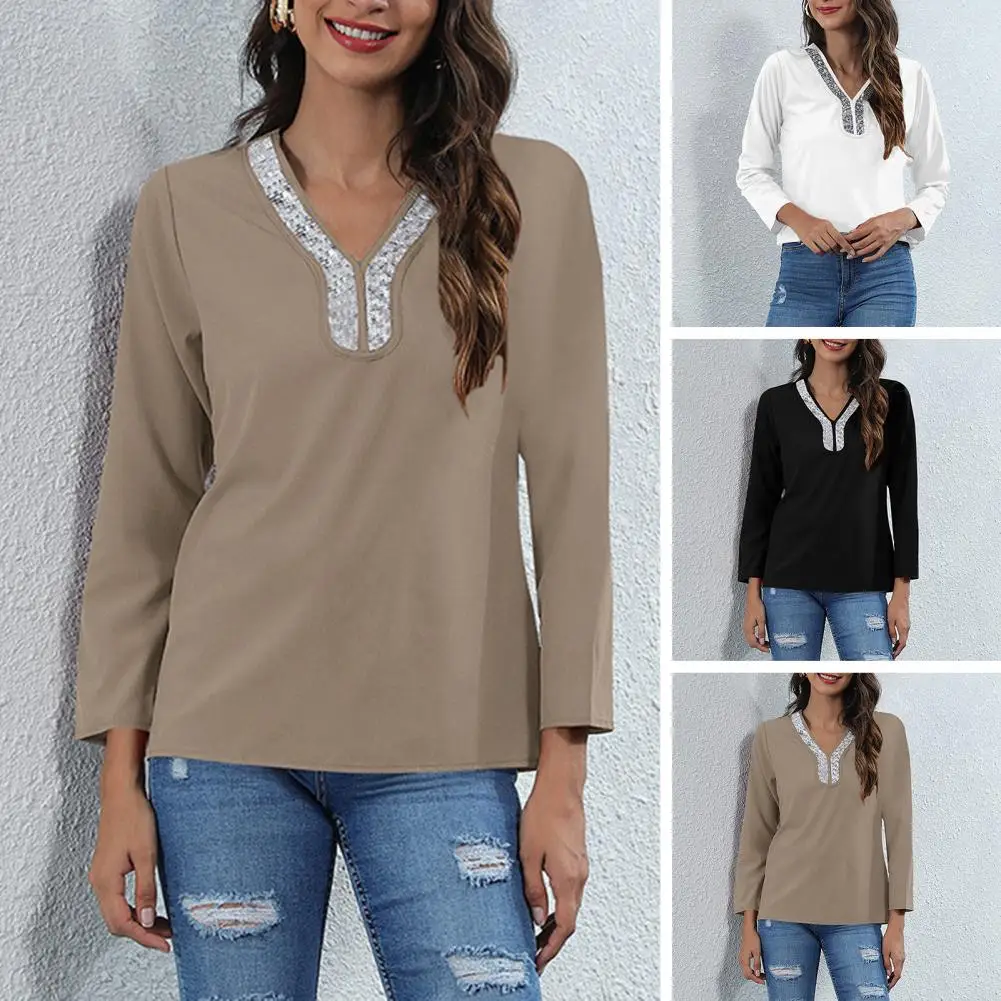 

Women Blouse Autumn Long Sleeve Blouse Ladies V Neck Office OL Work Loose Tops Shirt Streetwear blusa feminina Plus Size M-4XL