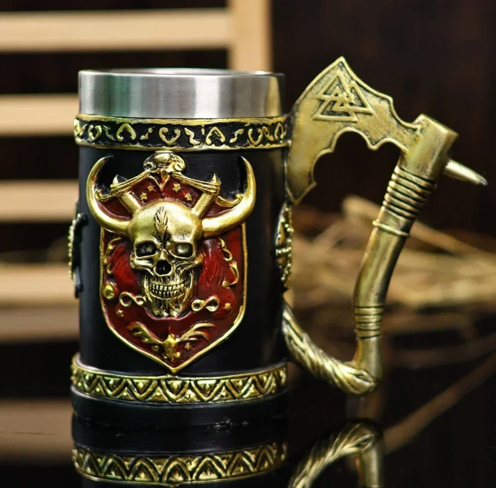 Новая пивная кружка с боевым топором викингов череп скандинавская чашка