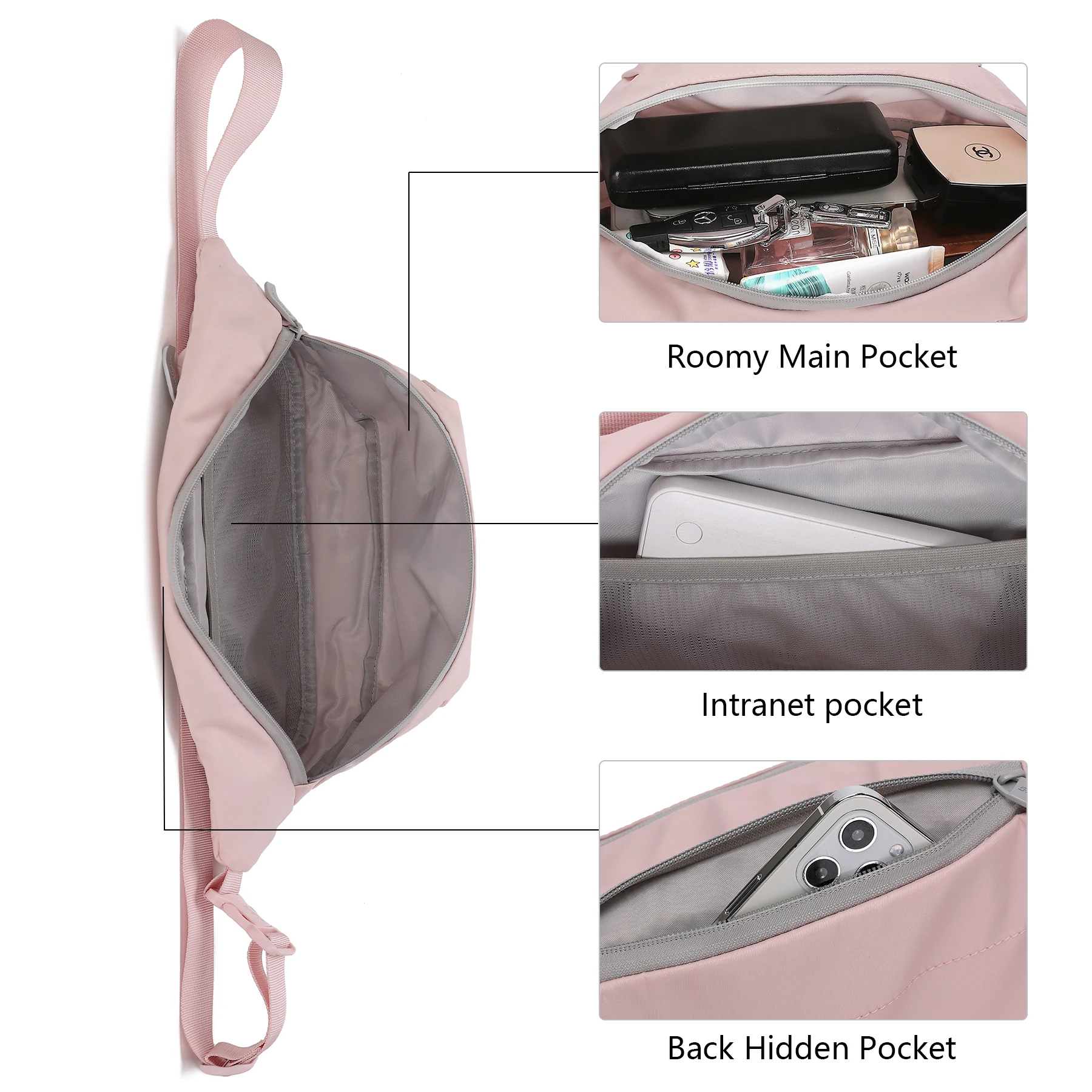 SKECHERS Waist Bag for Men Women Sport Fitness Fanny Pack for Running Hiking Durable Lightweight Fanny Bag for Outdoor Sports