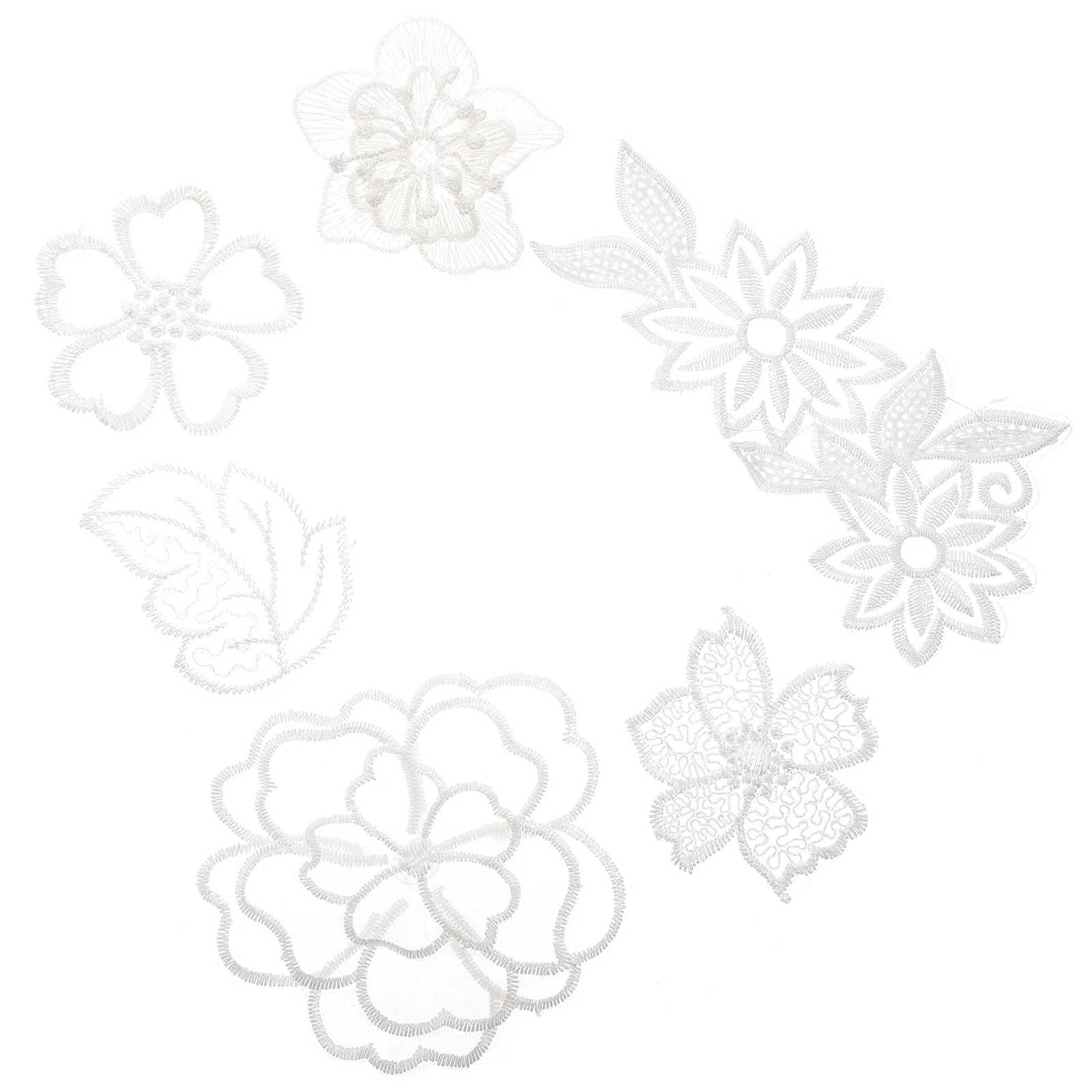 

6 Pcs The Iron Stitch Patch Floral Sewing Embroidered Jacket Sunflower Decals Hole Lace