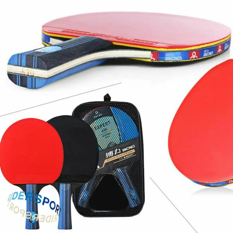 

Ракетка для настольного тенниса с короткой длинной ручкой, студенческое весло для пинг-понга 2 ракетки для пинг-понга с 3 мячиками для пинг-понга, сумка для хранения