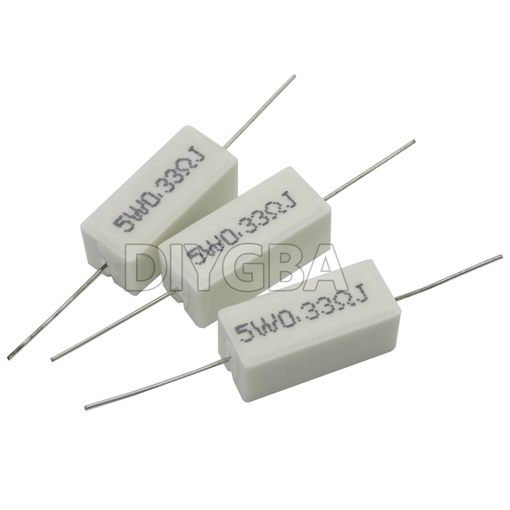 Цементный резистор 10 шт. 5 Вт сопротивление цемента 0 1 ~ кОм 0.33R 1R 10R 100R 22 33 100 1k