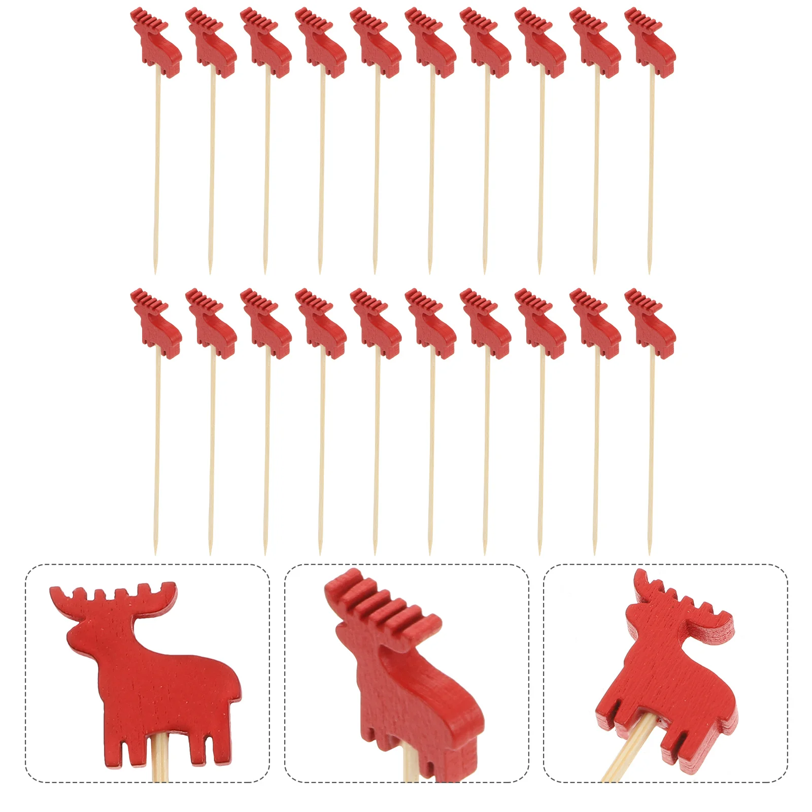 

100Pcs Creative Disposable Fruit Sticks Bamboo Sticks for Decoration (Red)