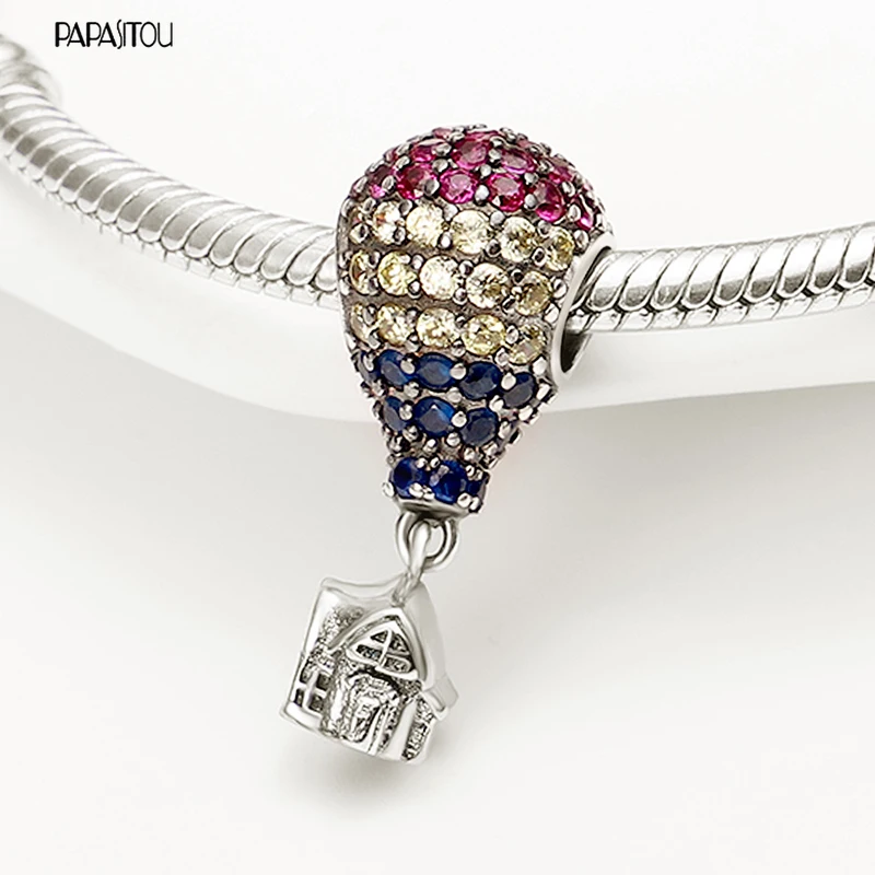 

HOT SALE Sparkling Hot Air Balloon Series Charms Beads Fit Original 925 Silver Charm Bracelet Women Making Jewelry Gift