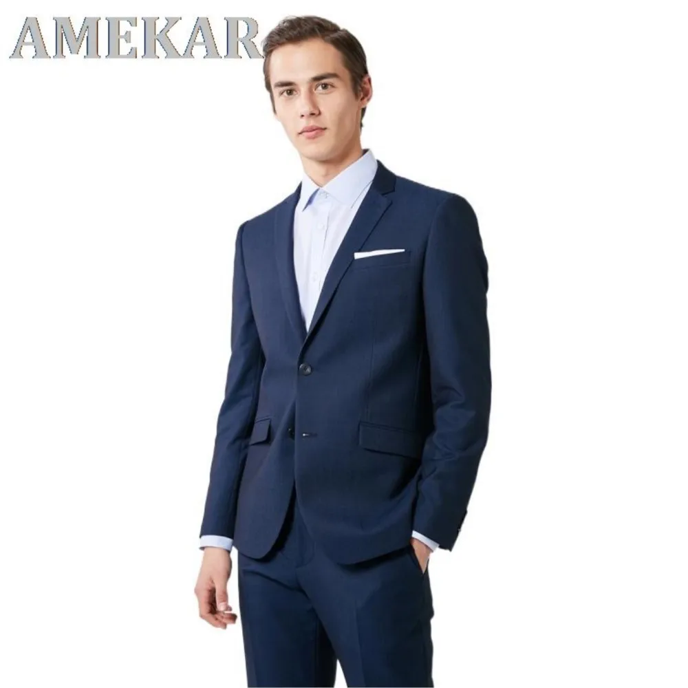 

New Men's Dark Plaid Fitted Blazer Notched Collar Business Jacket Clothes