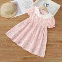 kids girls floral dress fashion bubble sleeve peter pan collar cute princess dresses toddler outfits girls clothes 3 10 years