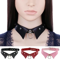 european and american new personality punk gothic leather collar collar necklace simple fashion ring collarbone necklace