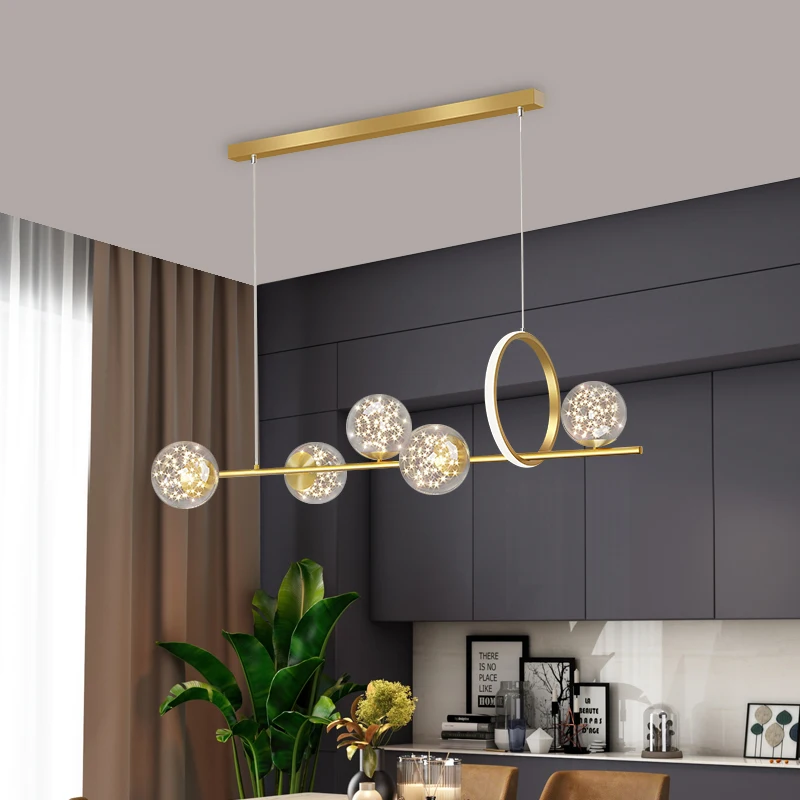 

Современная люстра в скандинавском стиле для обеденного стола, Золотая светодиодсветодиодный Подвесная лампа для столовой, бара, кухни, островка, обеденный потолочный светильник