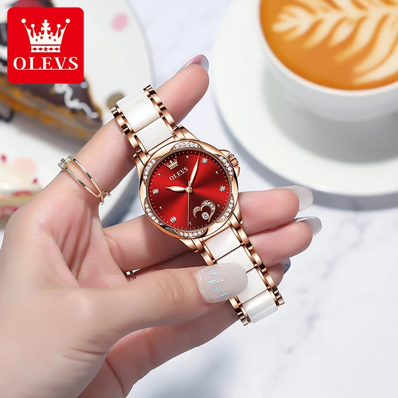 OLEVS Trend Women Mechanical Watch Luxury Diamond Rose Gold Case 2023 New High Quality Creative Luminous Waterproof Watch Reloj enlarge