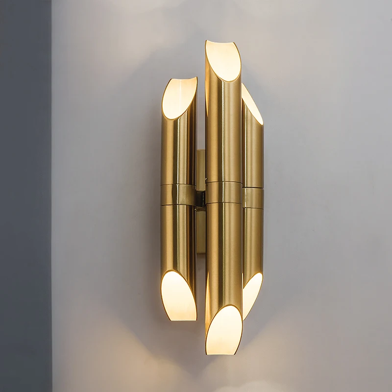 

Modern Gold Tube LED Wall Sconces Home Decor Lamp For Living Room Bedroom Bedside Luxury Indoor Creative Design Light Fixtures