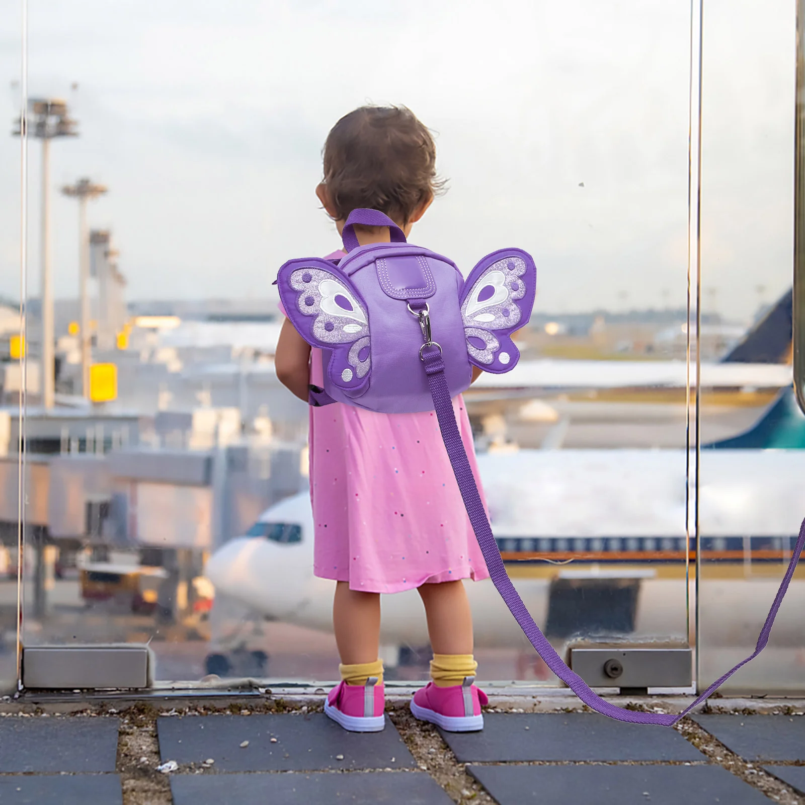 

Toddler Backpack Harness Leash Belt Baby Kids Child Butterfly Purple Oxford Cloth Portable Outdoor Children Babies