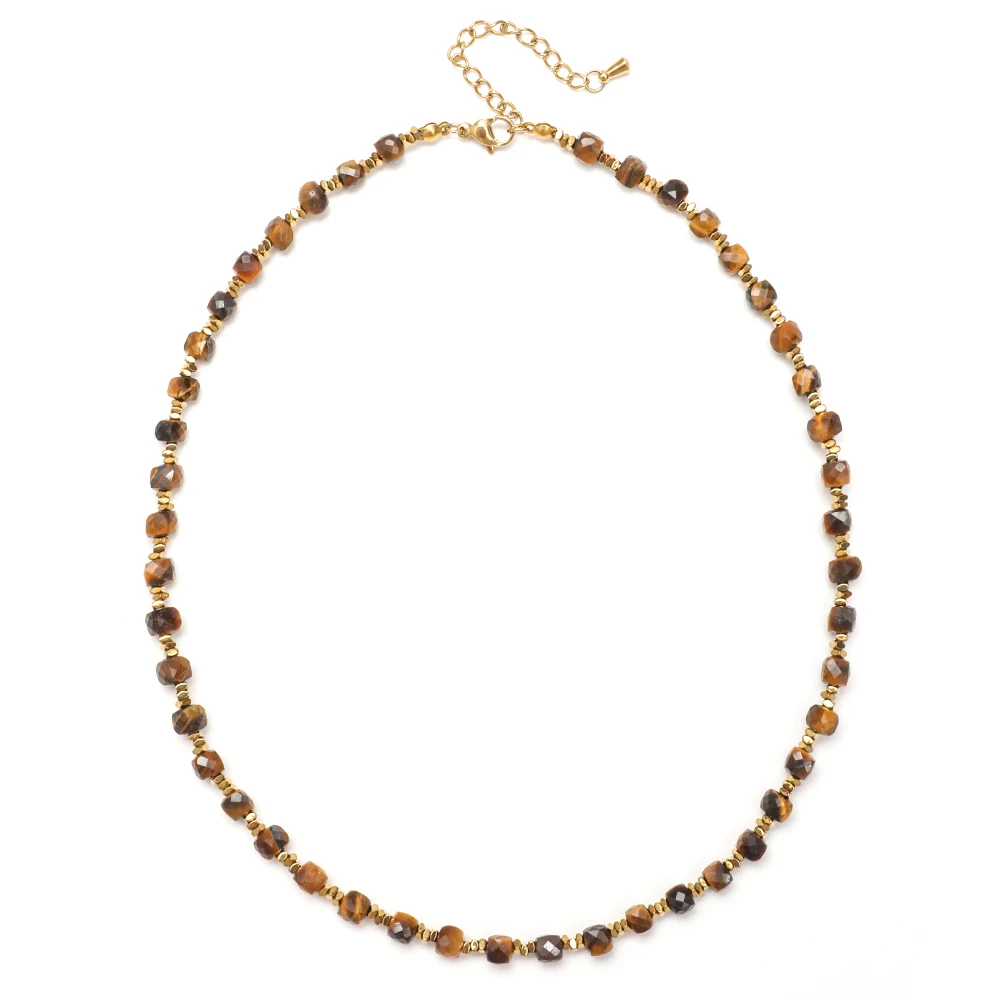 Ожерелье ZMZY с ограненным аметистом 4 мм Женское из натуральных камней и бисера