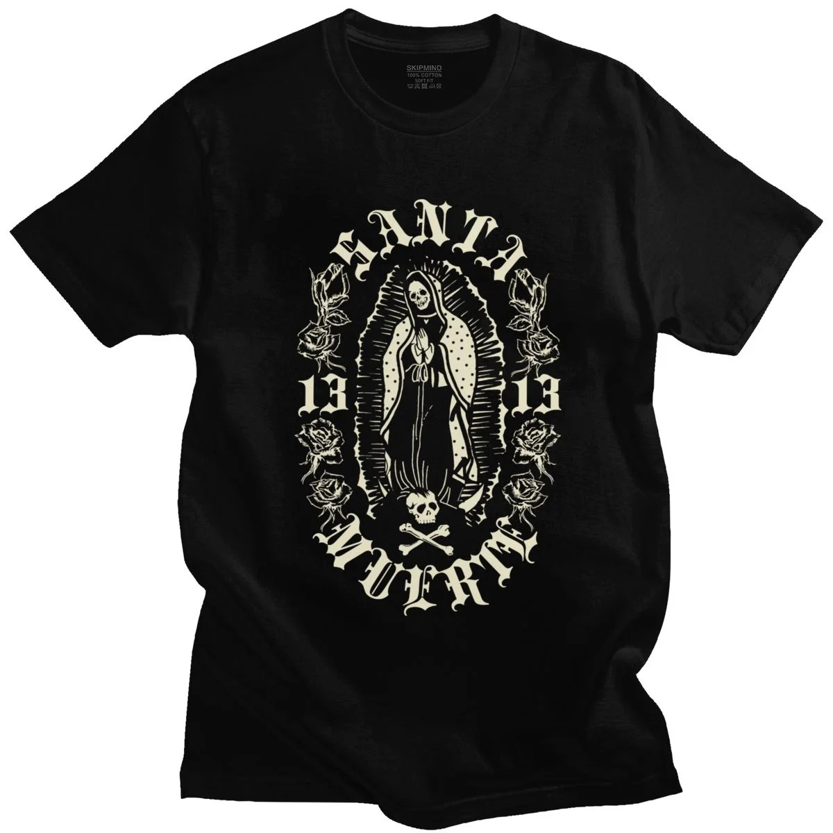 Black T Shirt Men Cotton Short Sleeve Streetwear T-shirt Mexican Skull Tee Plus Size Streetwear Hip Hop Tshirt Unisex Tops Y2k