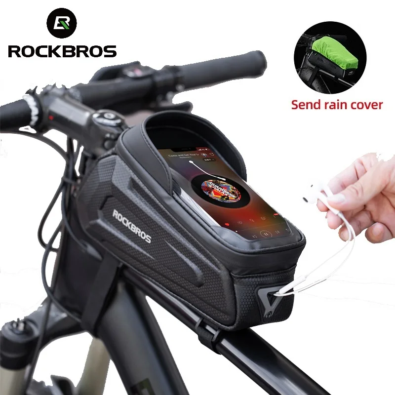 

ROCKBROS Bike Bag Frame Front Cycling Bag Touch Screen Waterproof 6.5in Phone Case MTB Road Bike Phone holder Bike Accessories
