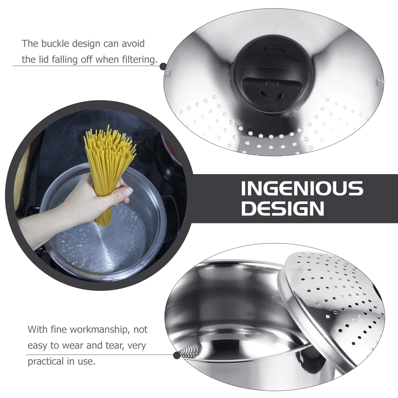 

Pot Pasta Steel Stainless Cooking Strainer Lid Noodles Soup Cooker Pan Ramen Spaghetti Saucepan Steamer Boiling Stock Kitchen
