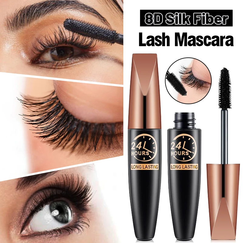 

1Pcs 8D Silk Fiber Lash Mascara Waterproof Mascara for Eyelash Extension Black Thick Eye Lashes Curler Cosmetic