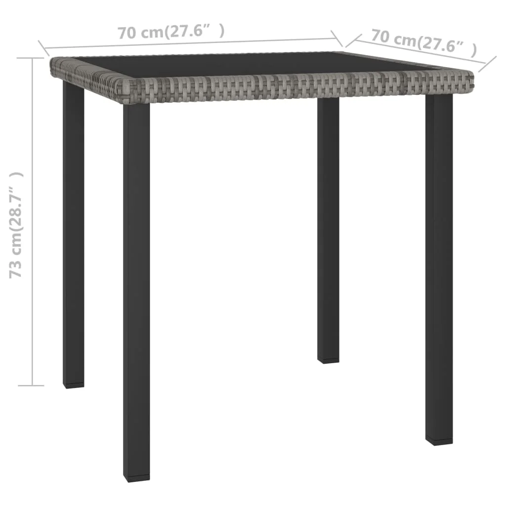 

Outdoor Patio Dining Table Deck Outside Porch Furniture Balcon Decor Gray 27.6x27.6"x28.7" Poly Rattan"