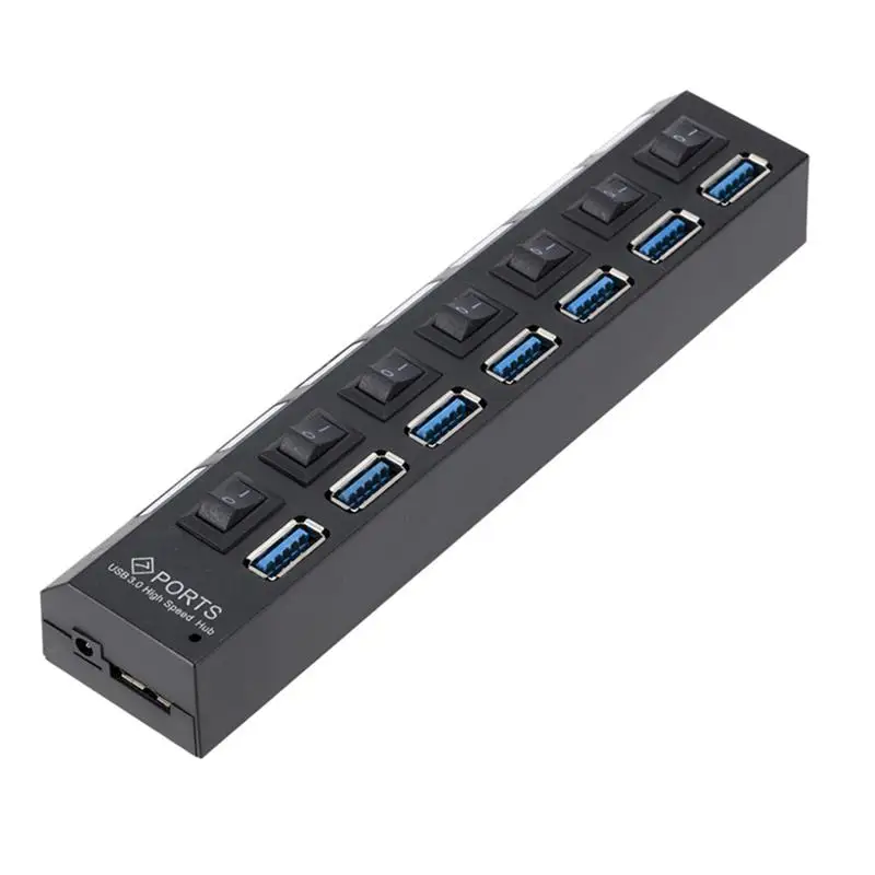 USB 3.0 Hub USB Hub 3.0 Multi USB Splitter Hub Use Power Adapter 7 Port Multiple Expander USB Hub with Switch for PC (AU Plug)