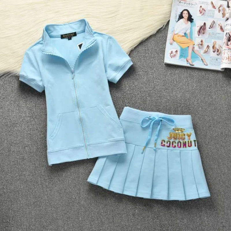 

2023 Women's Outfit Two Piece Set Stand Collar Short Sleeve and Mini Skirt Matching in Set Summer Sport Suit S-XL