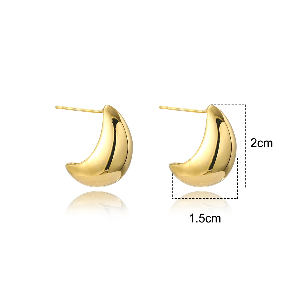 Minimal Design Smooth Oval Metal Beans Stud Earrings For Cute Girls 2023 New Fashion Jewelry Party Simple Accessories For Womens