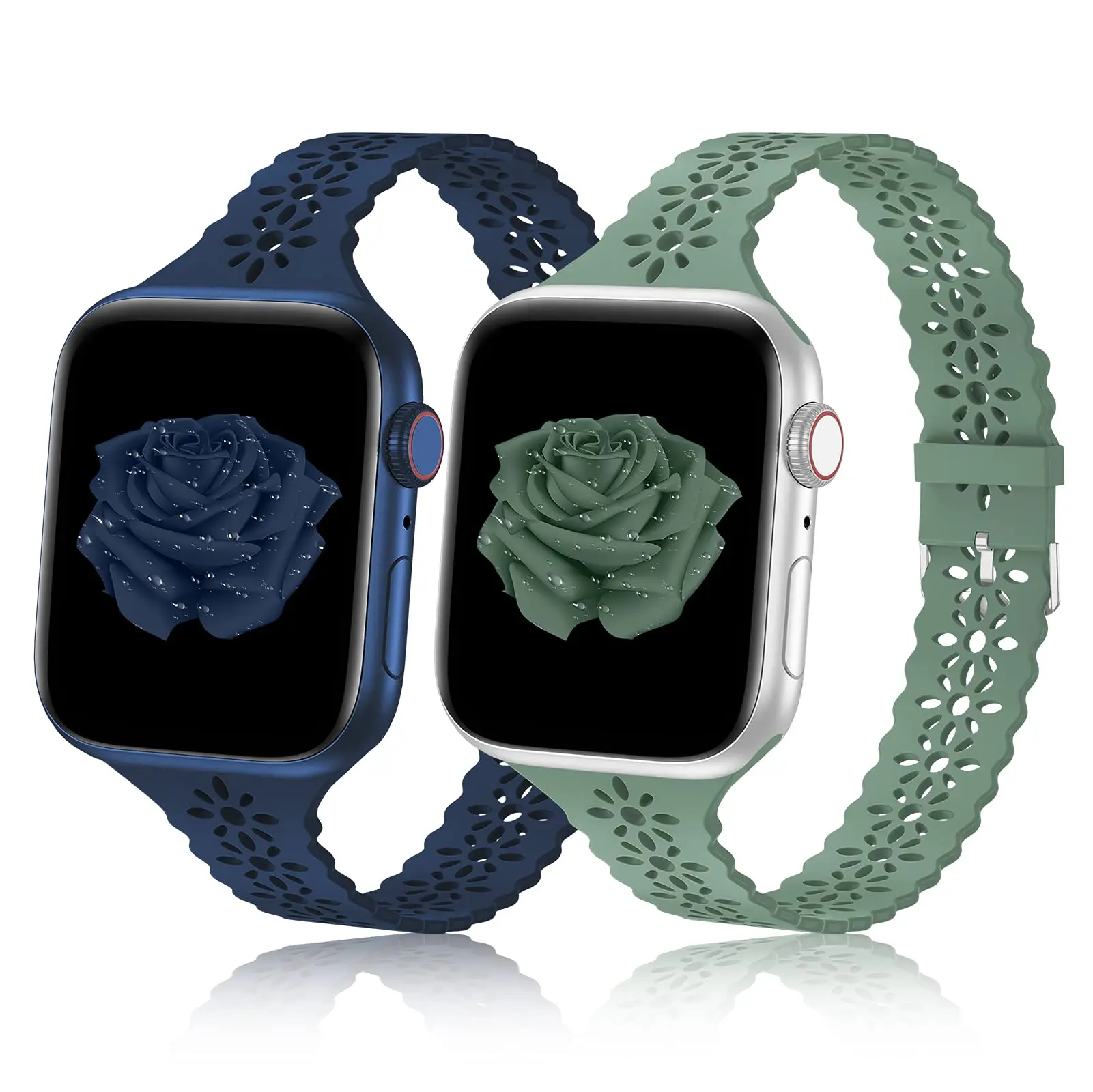 

Lace Strap For Apple Watch Band 44mm 42mm 40mm 38mm 41mm 45mm Silicone Slim Thin Hollowed-out Bracelet iwatch Series 3 4 5 6 SE