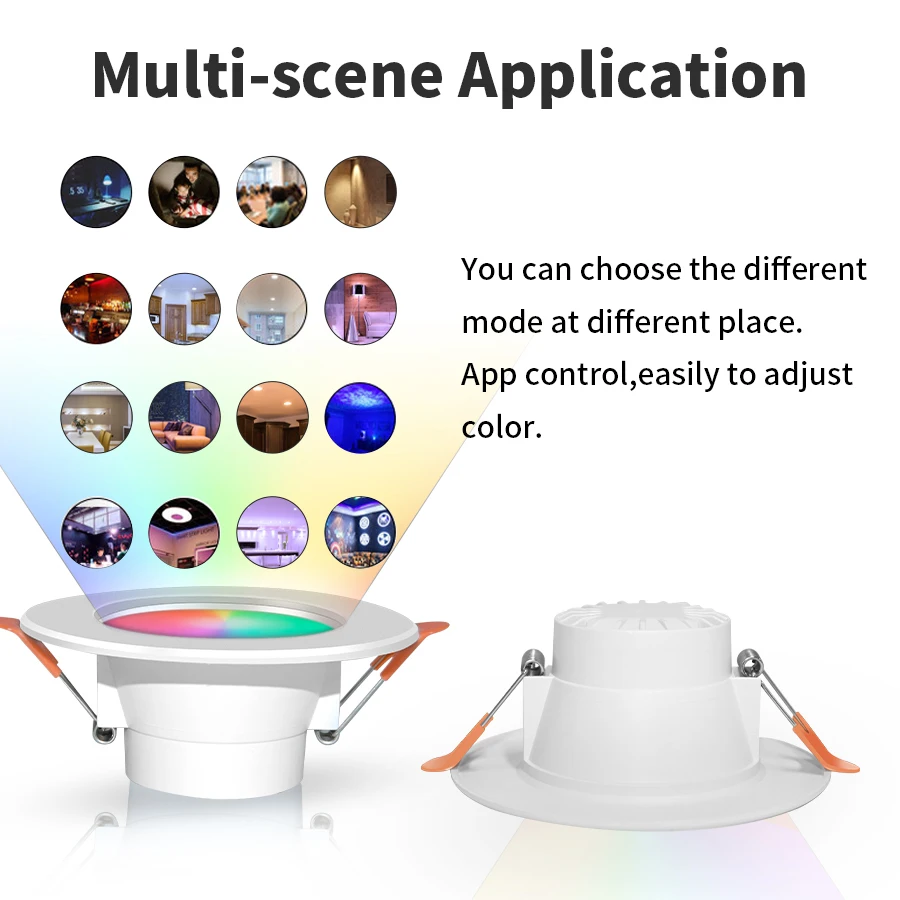Tuya-совместимый Bluetooth Smart Led Downlight 10 Вт/15 Вт С Регулируемой Яркостью Rgb Cw Потолочный