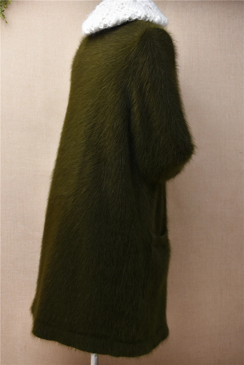 Женская осенне-зимняя одежда зеленая волосатая норковая кашемировая вязаная
