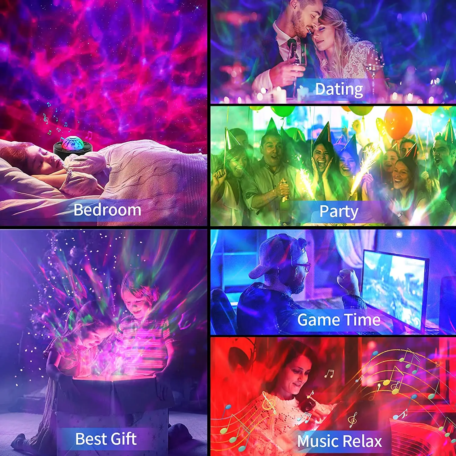 Светодиодный проектор галактики "LED Planet" с лазерным ночным светом, океанскими волнами, звездными лампами, декором для спальни, Bluetooth-динамиком, подарок на Рождество.