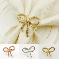 1pc hollow out bowknot napkin rings metal silver napkin holder for table decoration napkin elegant buckle party supplies
