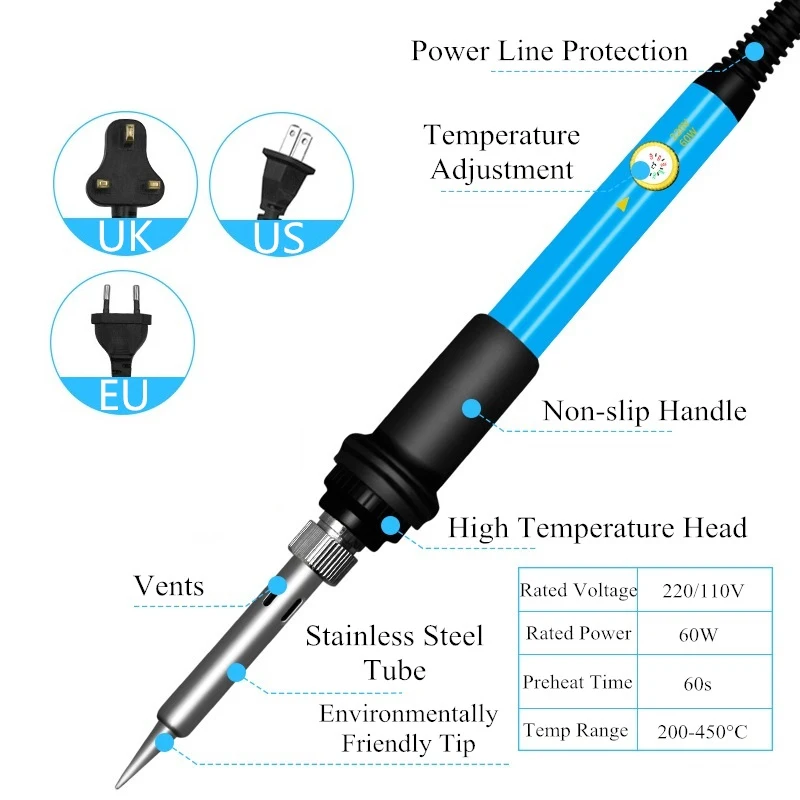 

Набор паяльников, 94 шт., 60 Вт, для творчества и творчества, со стальной сеткой, сварочная головка, инструмент, комплект паяльника, США, ЕС, Вели...