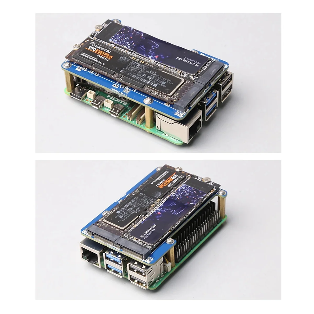 MPS2280D для Raspberry Pi 5 PCIE-M.2 Dual NVME SSD HAT Поддержка твердотельного накопителя 2280/2242/2230
