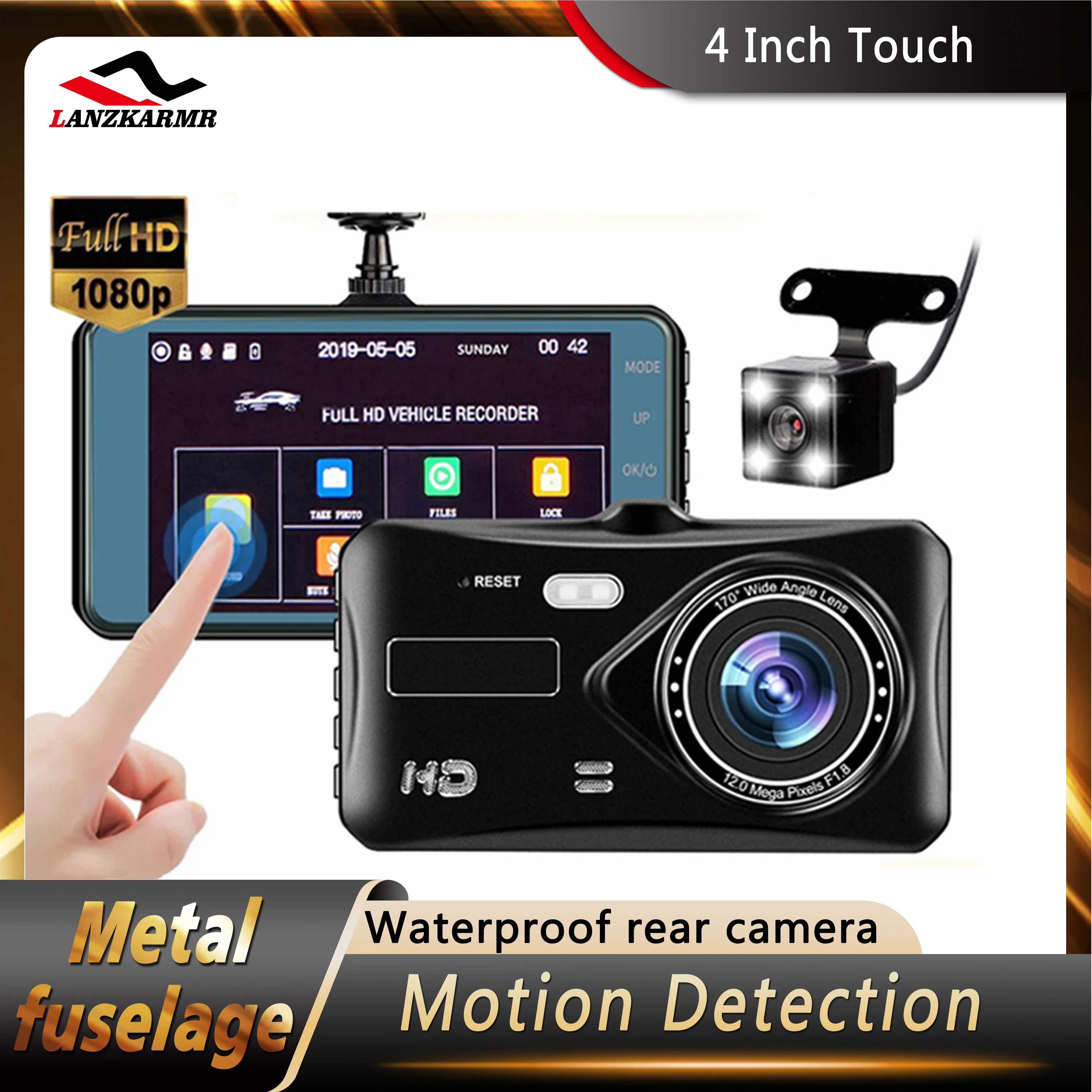 

Camcorder Car DVR Dashcam 4 Inch IPS Touch Screen 170° G-Sensor Dual Lens WDR Full HD 1080P Night Vision Auto Video Recorder