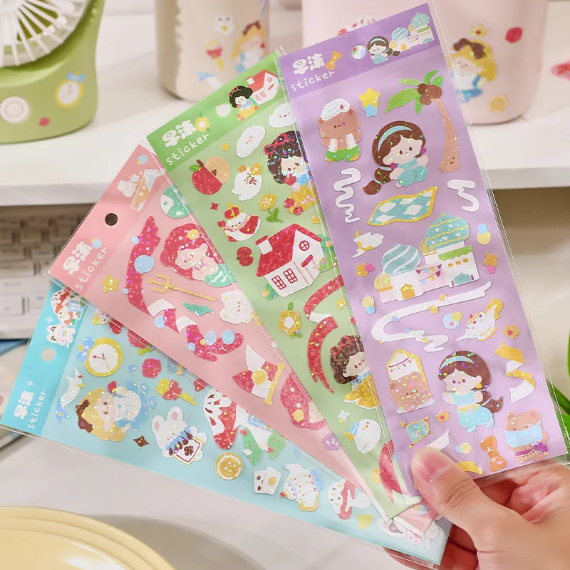 

MOHAMM 1 Sheet Shiny Fairy Princess Stickers for Journal Diary Album Card Bling Photo Making DIY Arts Crafts
