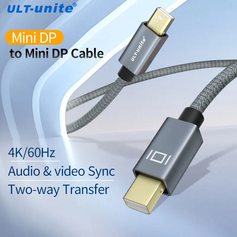 

ULT-unite 2m Mini DP to Mini DP Cable 4K@60Hz Male To Male Aluminum Shell Mini DisplayPort to DisplayPort Cable 6.6Ft for Laptop