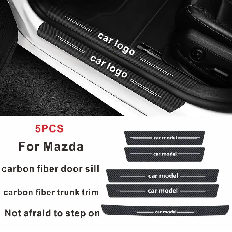 

For Mazda car carbon fiber pattern threshold strip welcome pedal anti-step anti-collision decorative strip protection sticker