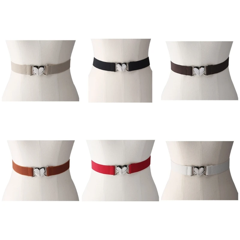 

Luxurious Cloth Waist Belt with Heart Shape Buckle for Woman Jeans Skirt Decors NEW