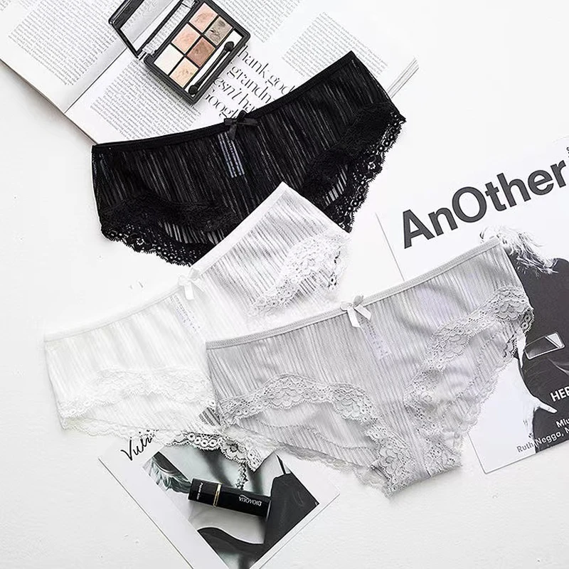 

Женские трусики 3 шт., сексуальные кружевные стринги, ультратонкое Сетчатое Прозрачное нижнее белье, женские мягкие трусы, нижнее белье из искусственного хлопка